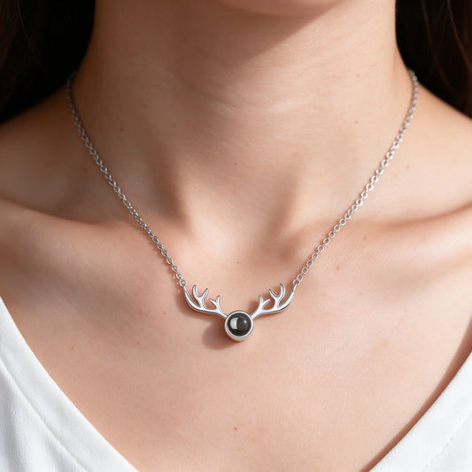 Antler Heart Photo Projection Necklace