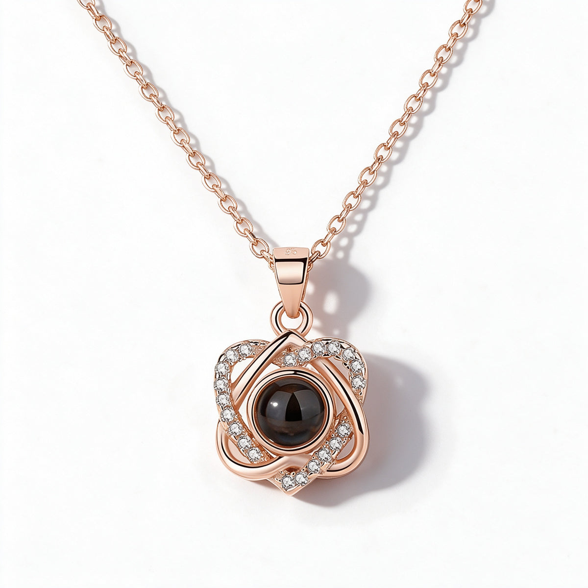 Double Heart Photo Projection Necklace
