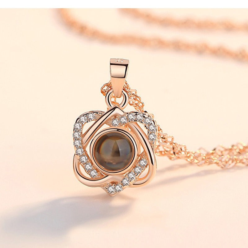 Double Heart Photo Projection Necklace