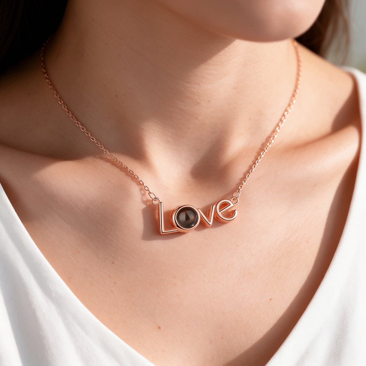 Letter Photo Projection Necklace
