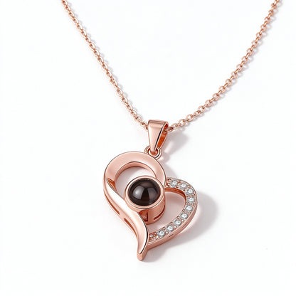 Tilted Heart Photo Projection Necklace