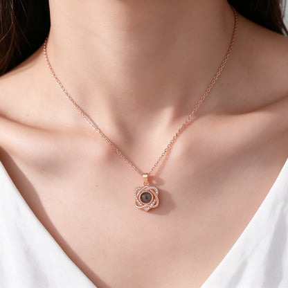 Double Heart Photo Projection Necklace