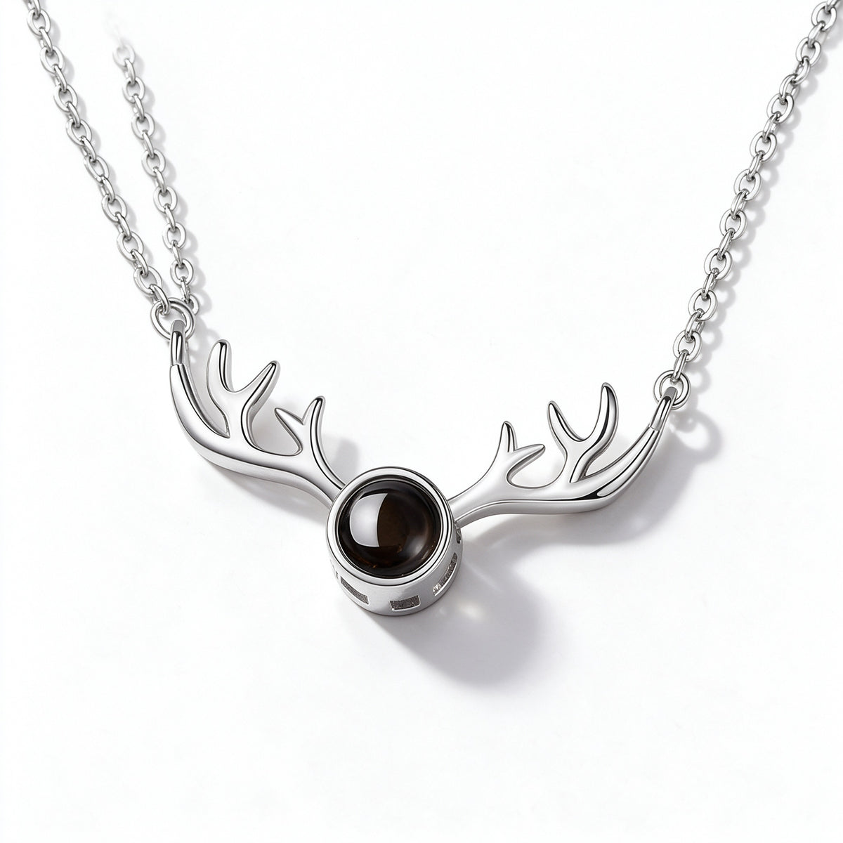 Antler Heart Photo Projection Necklace