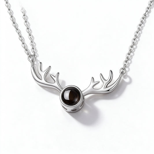 Antler Heart Photo Projection Necklace