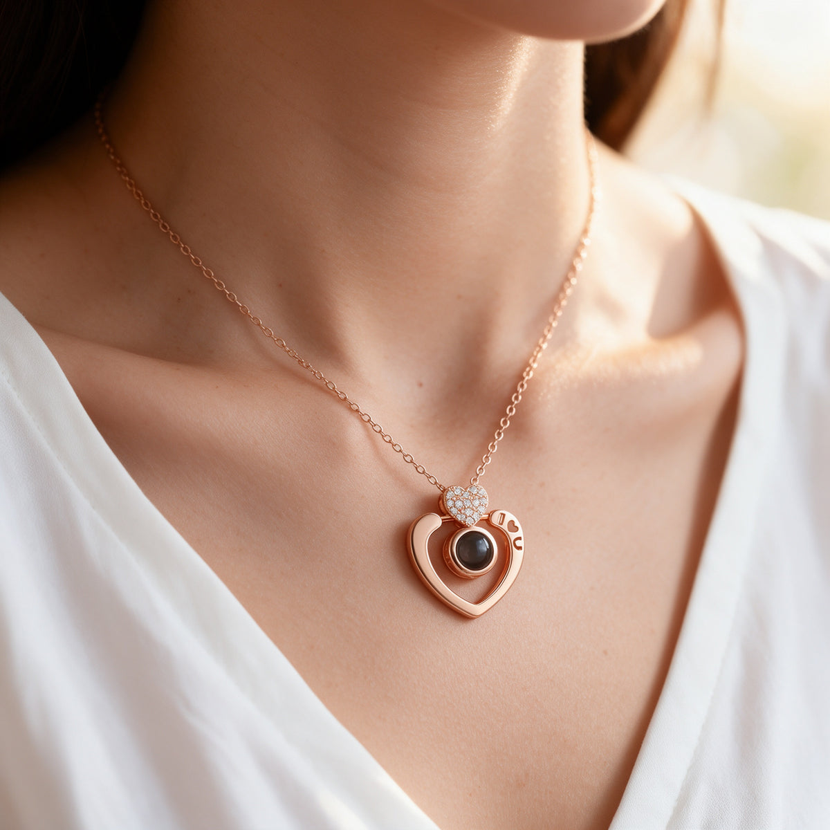 Full Heart Photo Projection Necklace