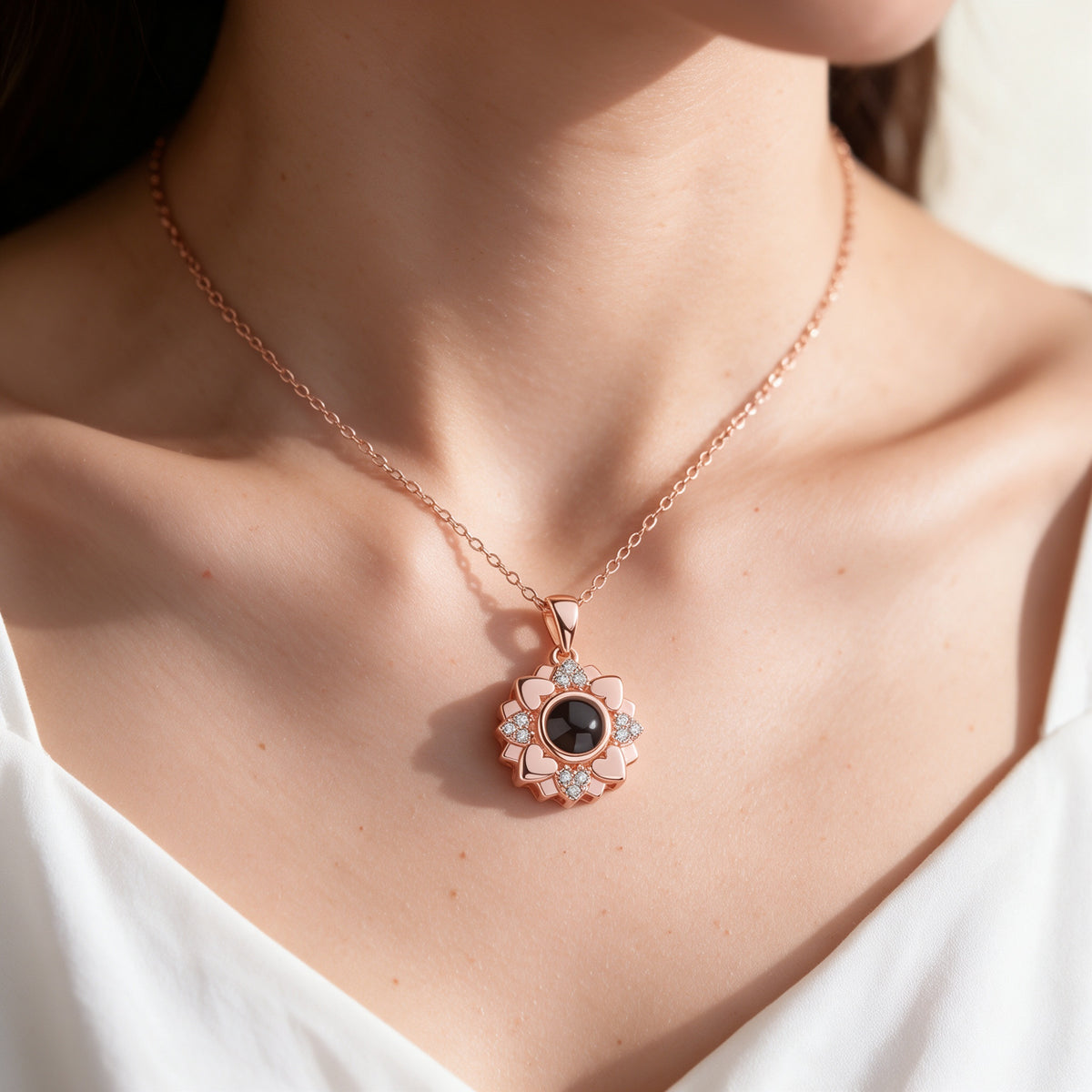Flowers Photo Projection Necklace