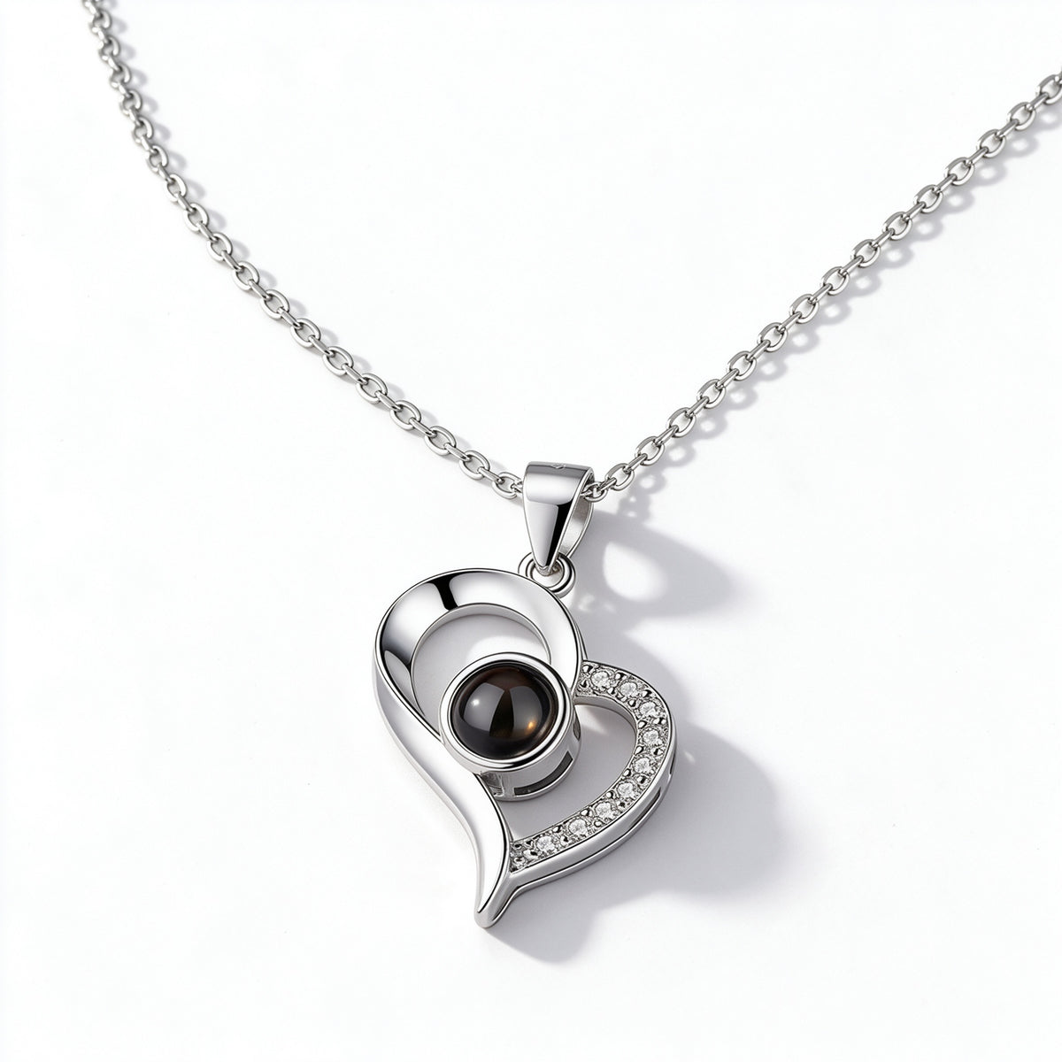 Tilted Heart Photo Projection Necklace