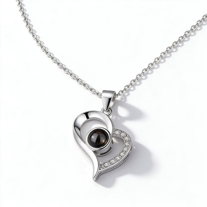 Tilted Heart Photo Projection Necklace