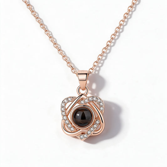 Double Heart Photo Projection Necklace