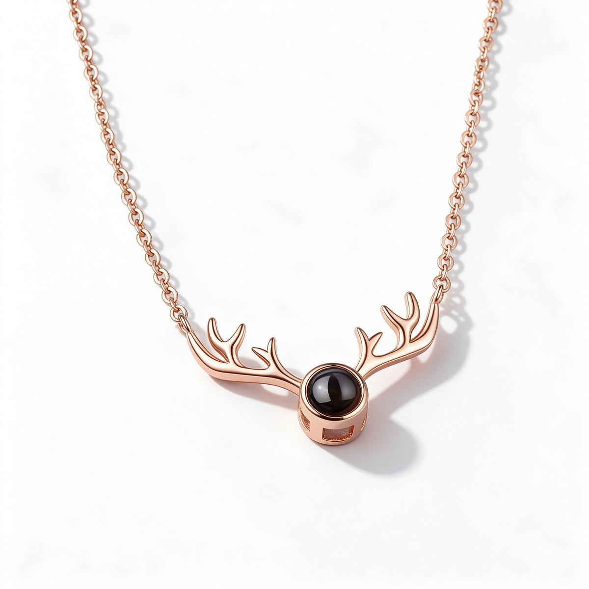 Antler Heart Photo Projection Necklace