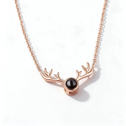 Antler Heart Photo Projection Necklace