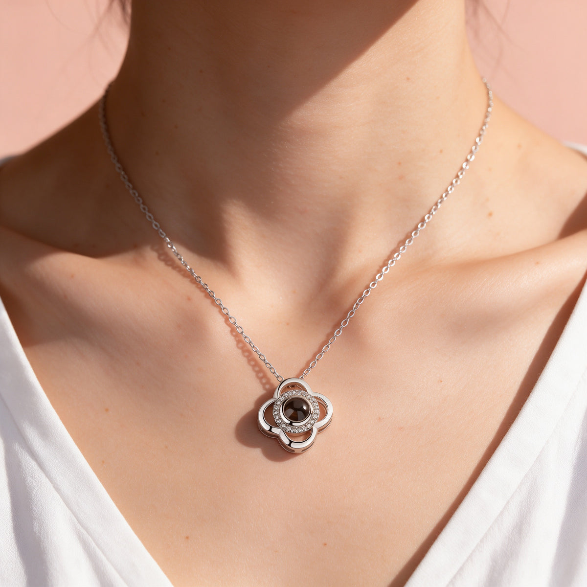 Lucky Clover Photo Projection Necklace