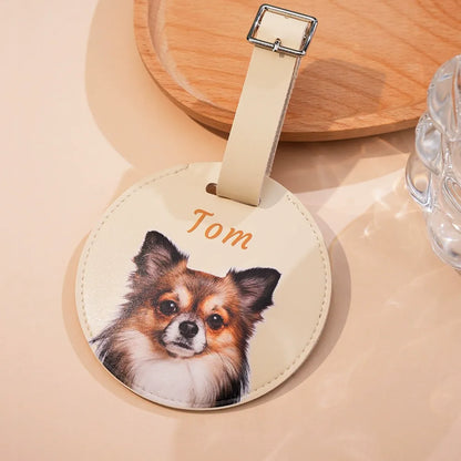 Personalized Pet Photo Leather ID Tag